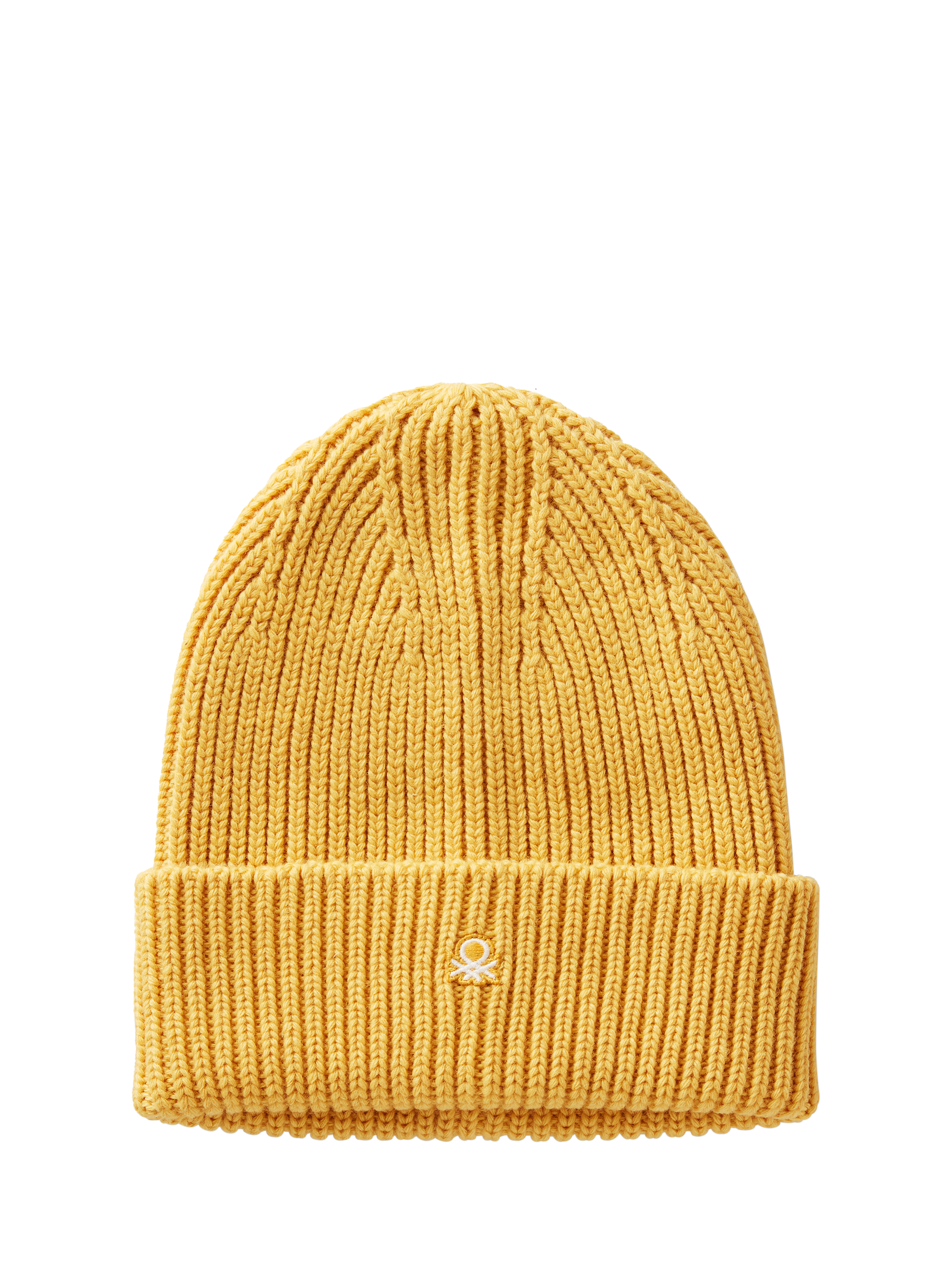 Product image 1 of 3, which shows Benetton Wool Blend Knitted Beanie, Yellow, S