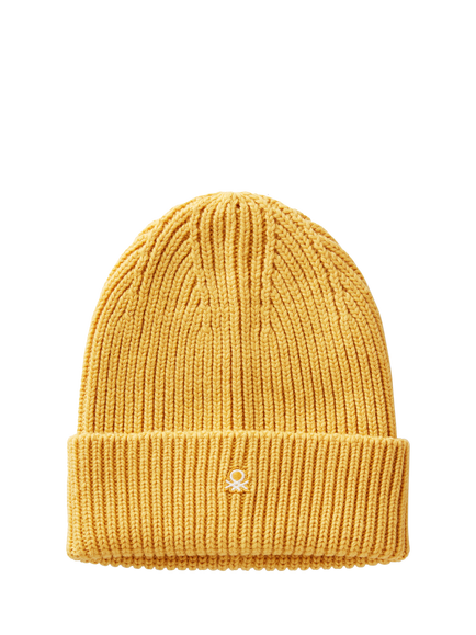 Benetton Wool Blend Knitted Beanie, Yellow