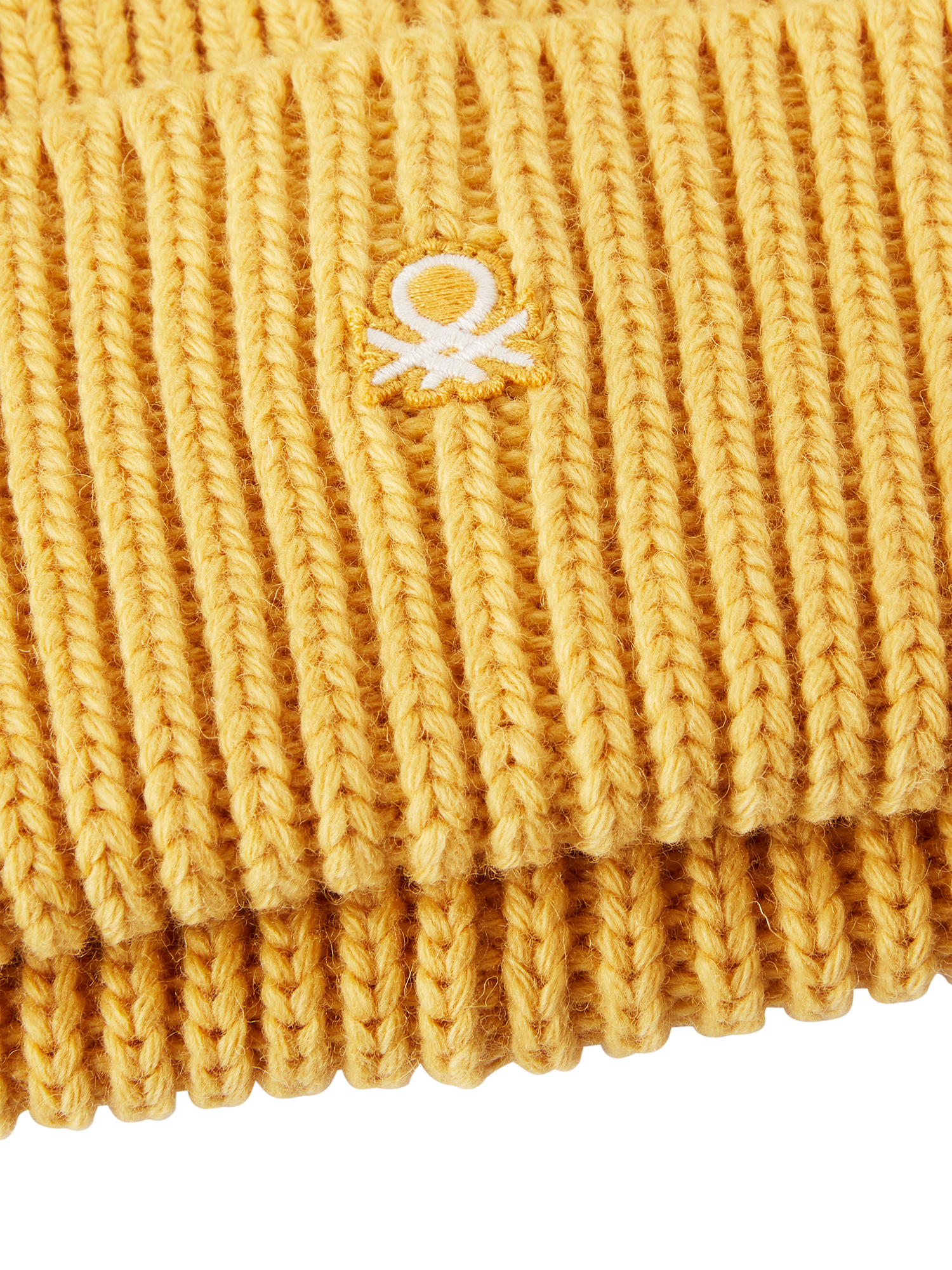 Product image 3 of 3, which shows Benetton Wool Blend Knitted Beanie, Yellow, S