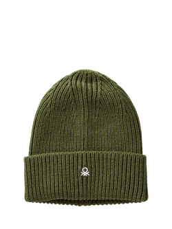 Benetton Wool Blend Knitted Beanie, Dark Green