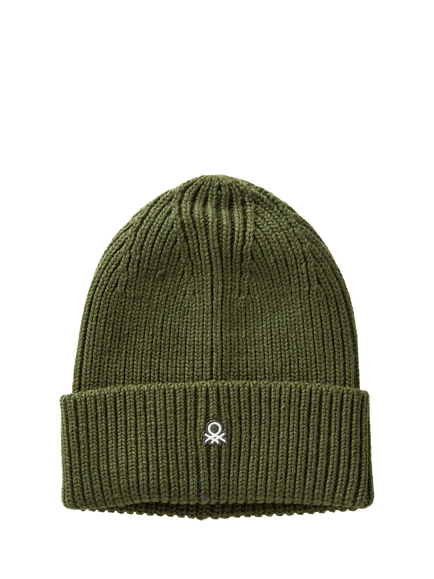Benetton Wool Blend Knitted Beanie, Dark Green