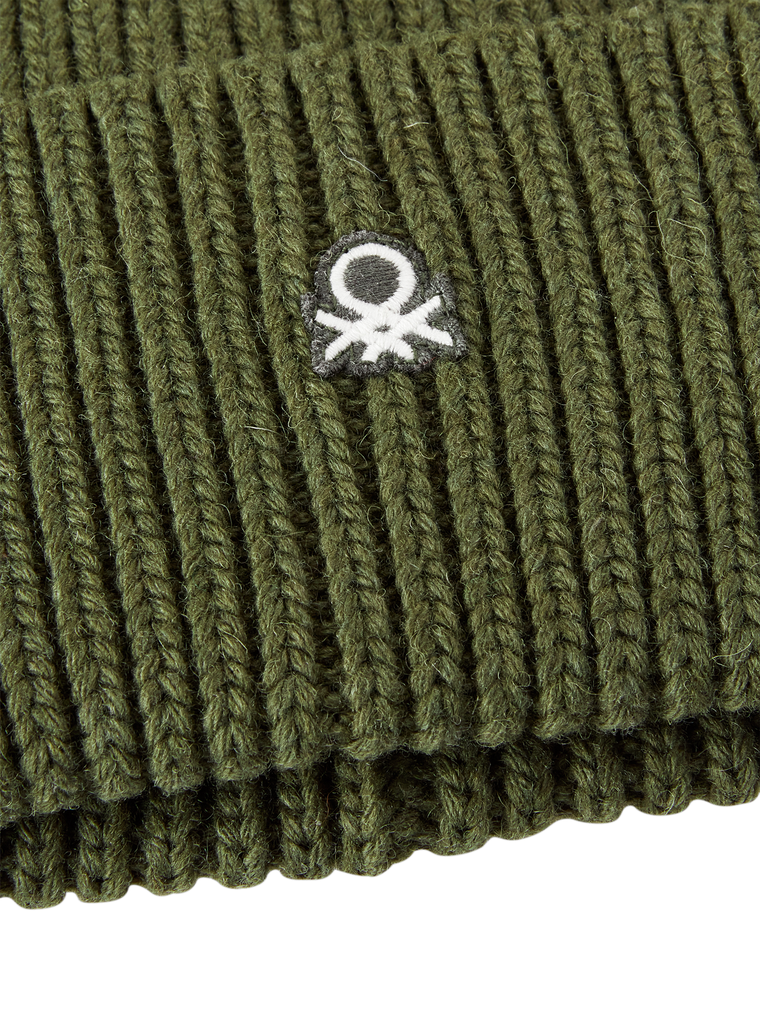 Product image 3 of 3, which shows Benetton Wool Blend Knitted Beanie, Dark Green, S