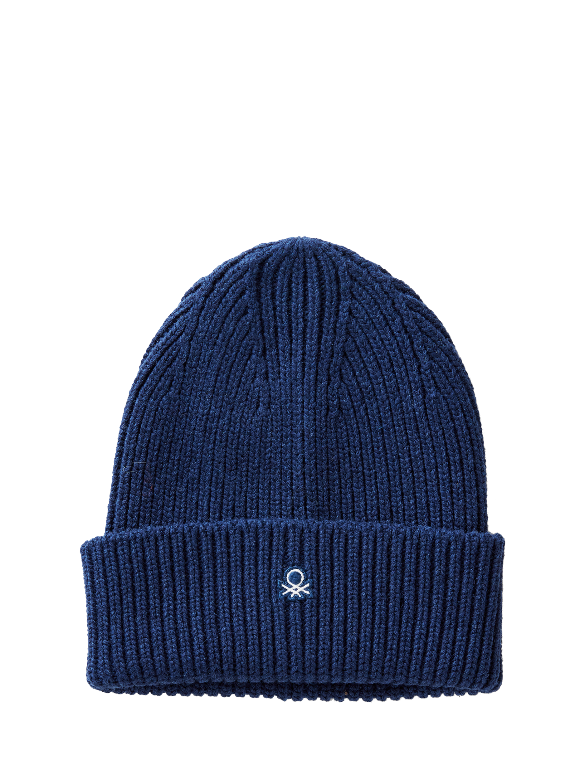 Product image 1 of 3, which shows Benetton Wool Blend Knitted Beanie, Blue, S