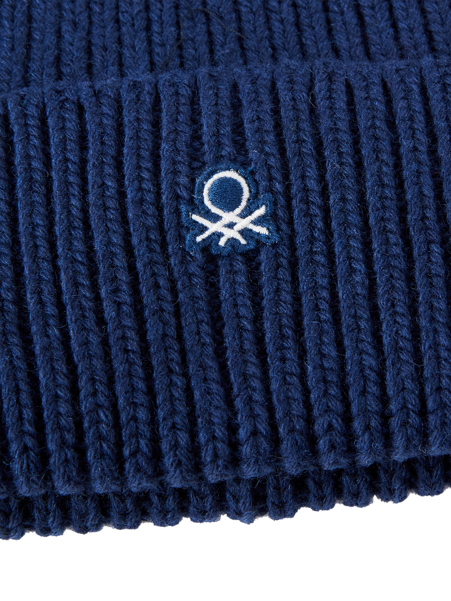 Product image 3 of 3, which shows Benetton Wool Blend Knitted Beanie, Blue, S
