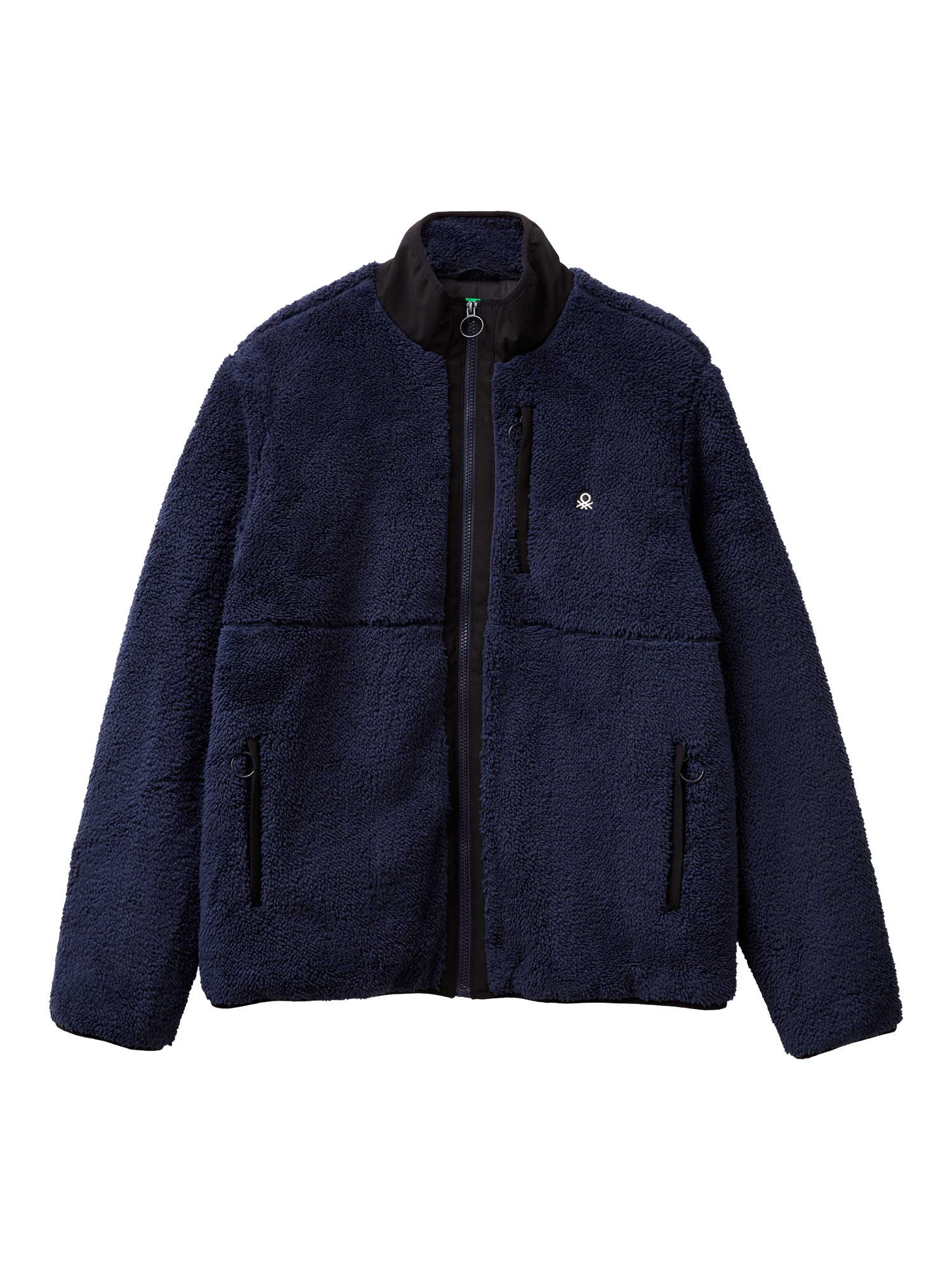 Product image 1 of 3, which shows Benetton Curly Fleece Jacket, Blue, S