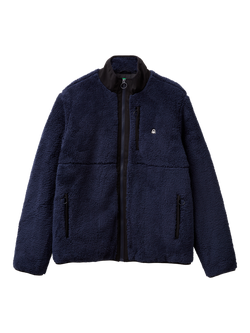 Benetton Curly Fleece Jacket, Blue, Blue
