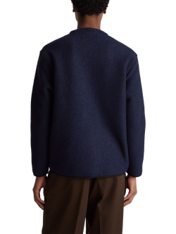 Benetton Wool Blend Jacket-Style Cardigan, Blue - view 2, Blue