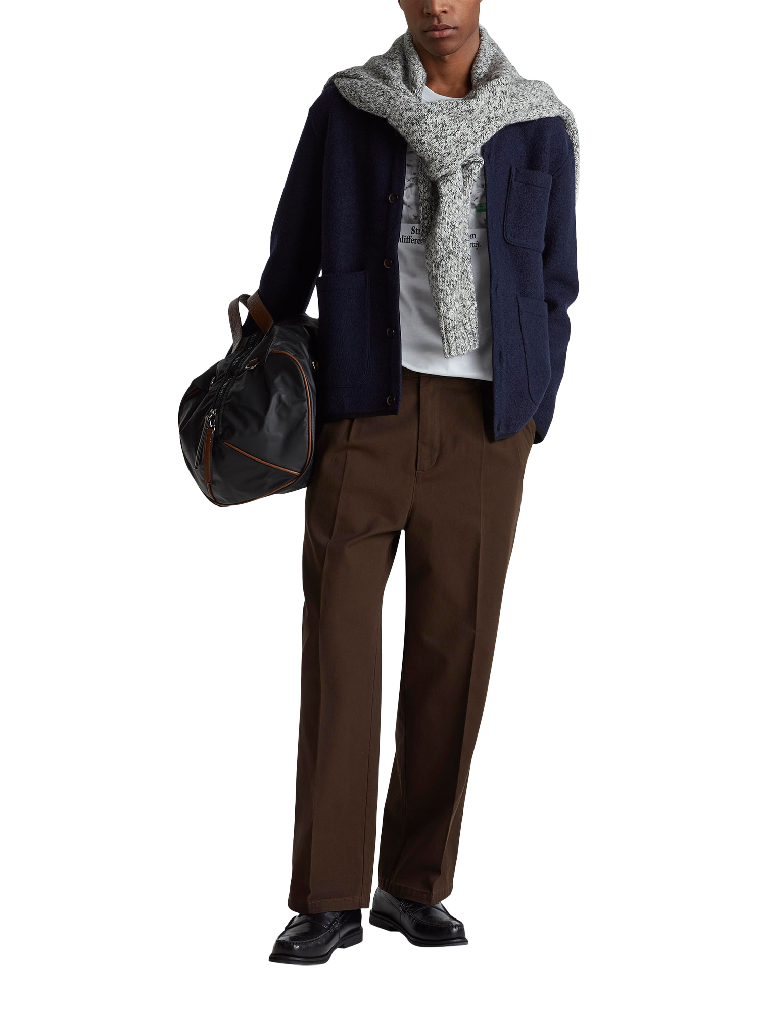Product image 3 of 6, which shows Benetton Wool Blend Jacket-Style Cardigan, Blue, S