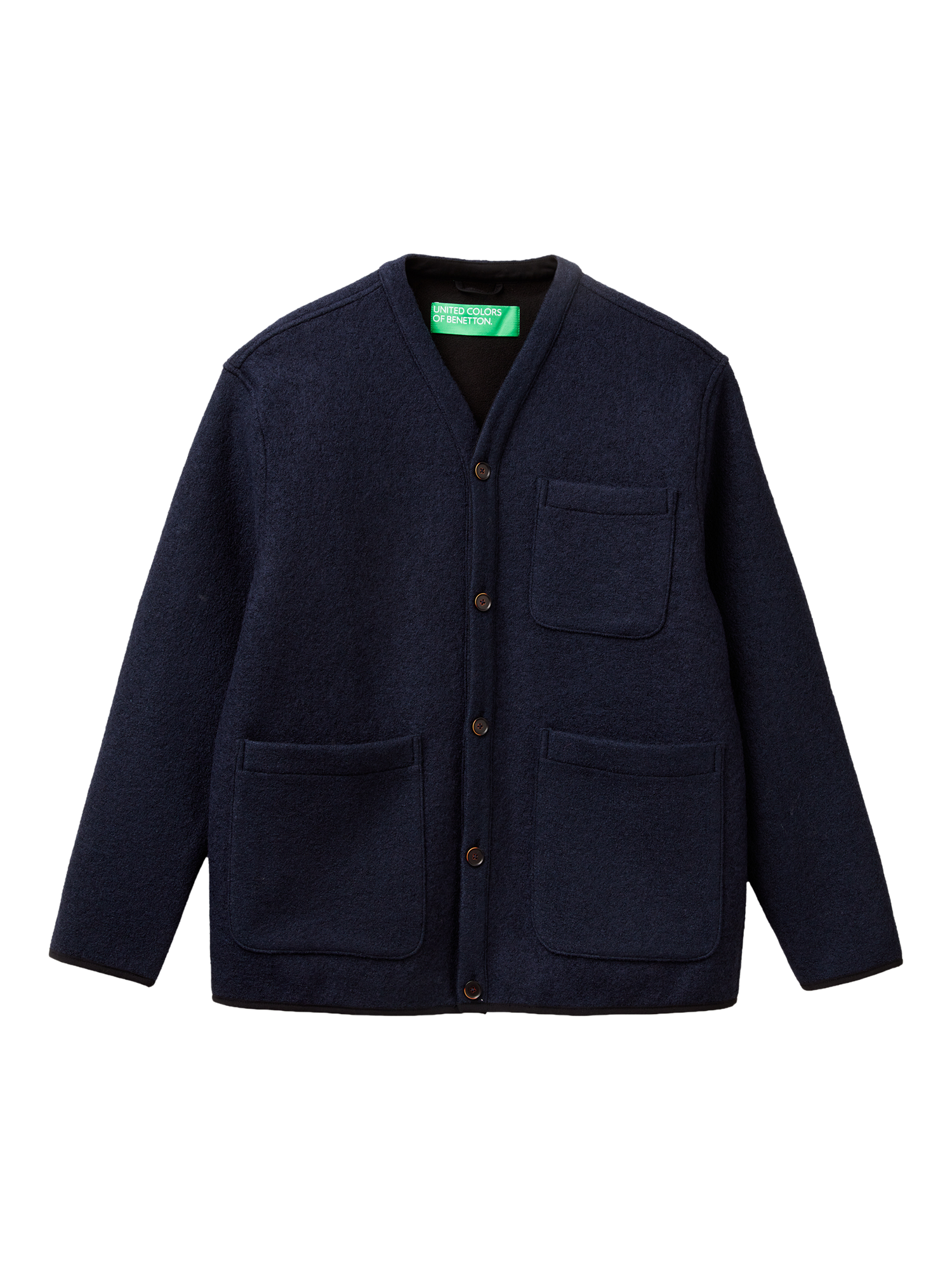 Product image 4 of 6, which shows Benetton Wool Blend Jacket-Style Cardigan, Blue, S