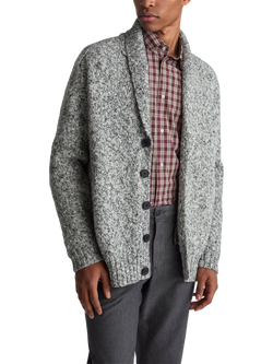 Benetton Cotton Blend Shawl Collar Cardigan, Grey, Grey