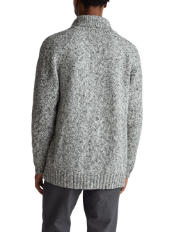 Benetton Cotton Blend Shawl Collar Cardigan, Grey - view 2, Grey