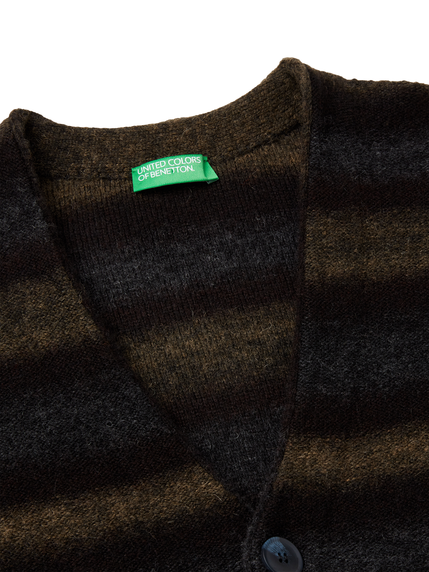 Product image 3 of 3, which shows Benetton Printed Yarn Cardigan, Brown/Black, S