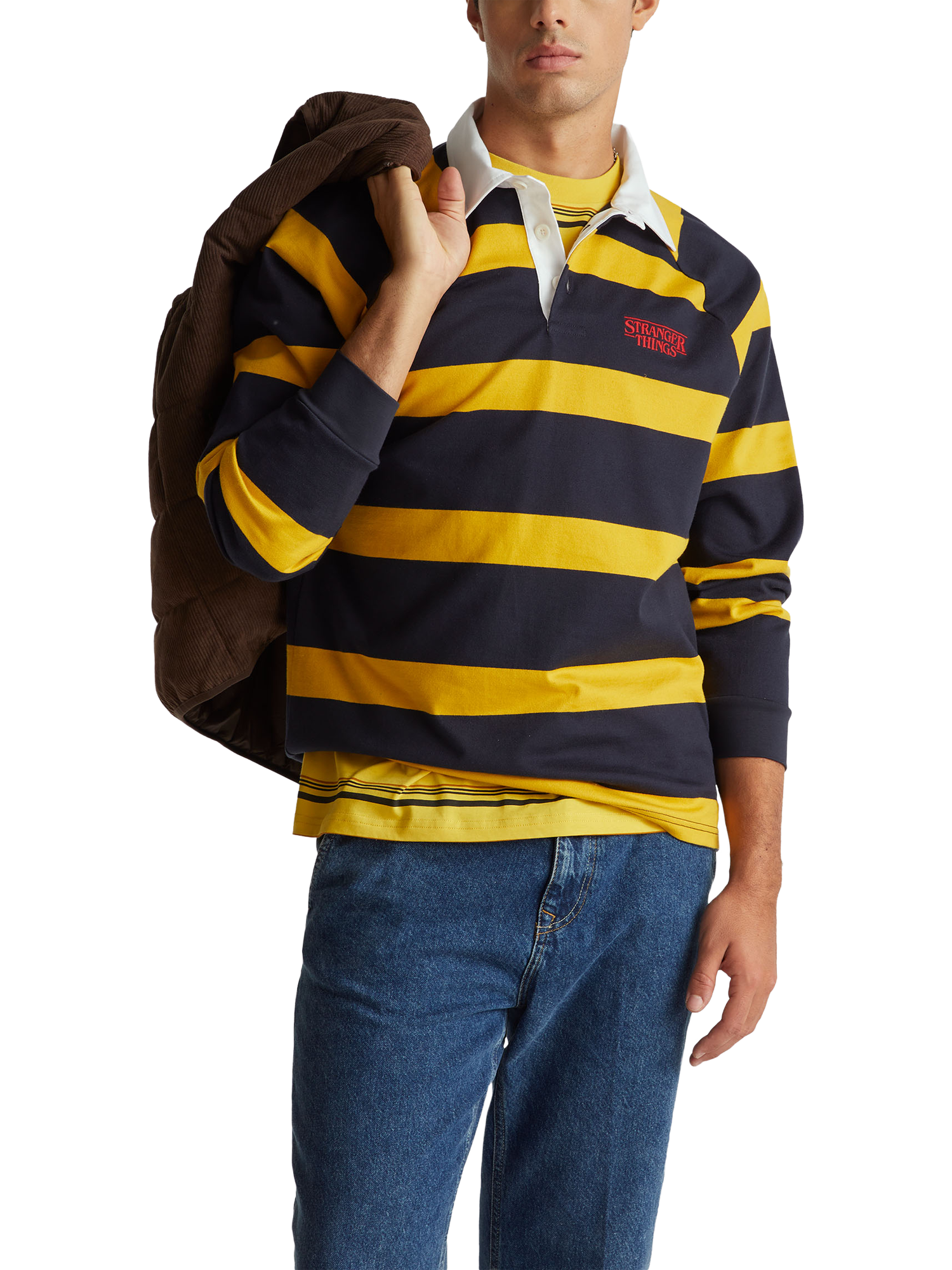 Product image 1 of 5, which shows Benetton Striped Cotton Rugby Shirt, Blue, XS