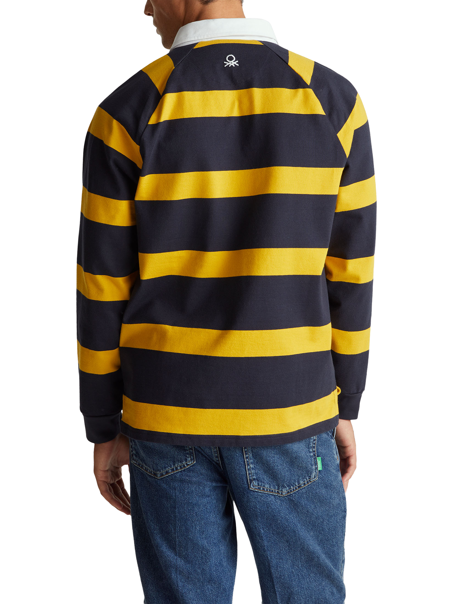 Product image 2 of 5, which shows Benetton Striped Cotton Rugby Shirt, Blue, XS
