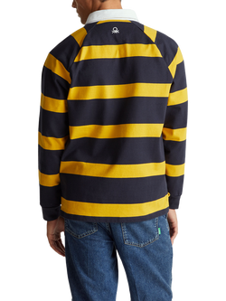 Benetton Striped Cotton Rugby Shirt, Blue - view 2, Blue
