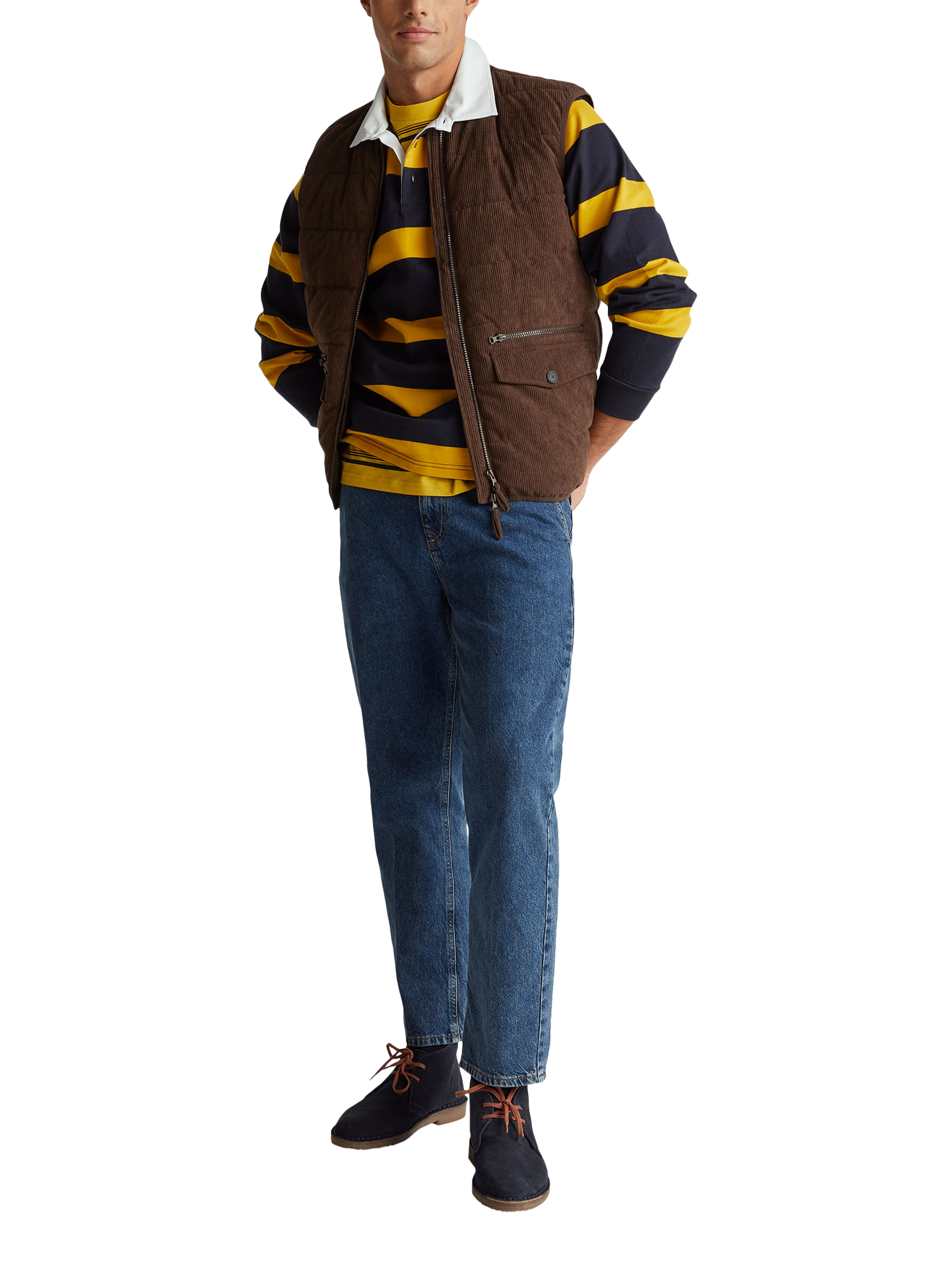 Product image 3 of 5, which shows Benetton Striped Cotton Rugby Shirt, Blue, XS