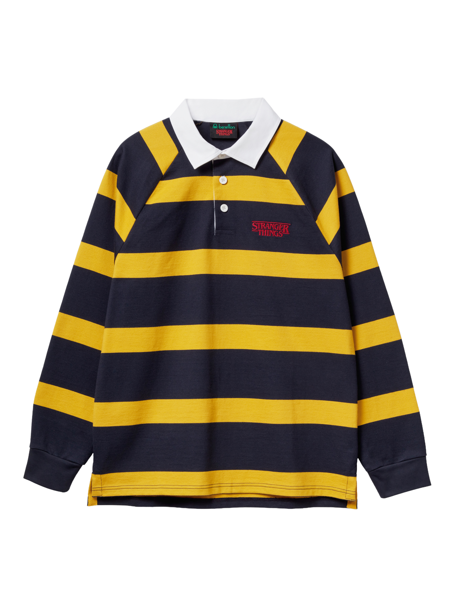 Product image 4 of 5, which shows Benetton Striped Cotton Rugby Shirt, Blue, XS