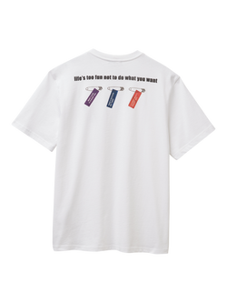 Benetton Cotton Regular Fit Short Sleeve Safety Pin Graphic T-Shirt - view 2, White