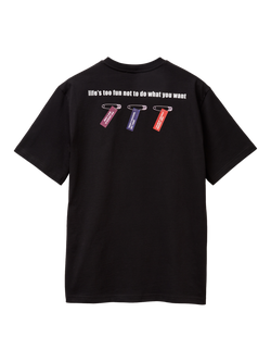 Benetton Cotton Regular Fit Short Sleeve Safety Pin Graphic T-Shirt - view 2, Black