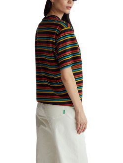 Benetton Cotton Regular Fit Short Sleeve Stripe T-Shirt, Multi - view 2, Multi