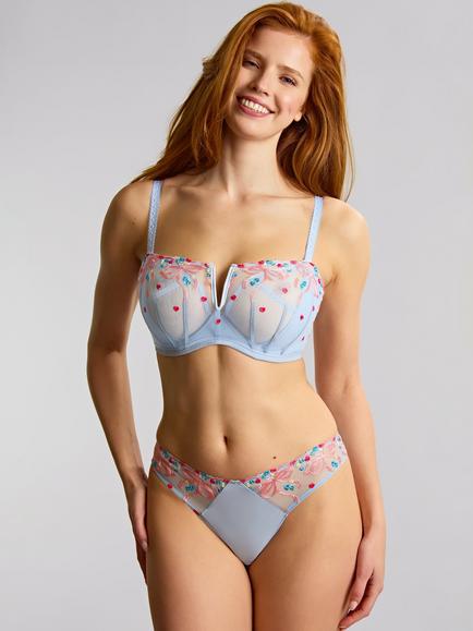 Panache Ottilie Low Underwired Balcony Bra, Dusky Blue, Dusky Blue