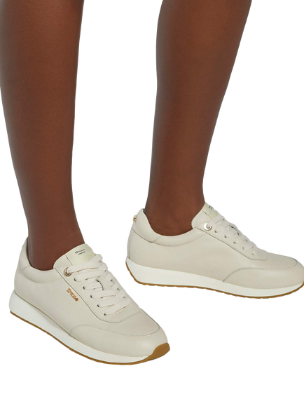 Dune London Ettah Leather Trainers, White - view 2, White