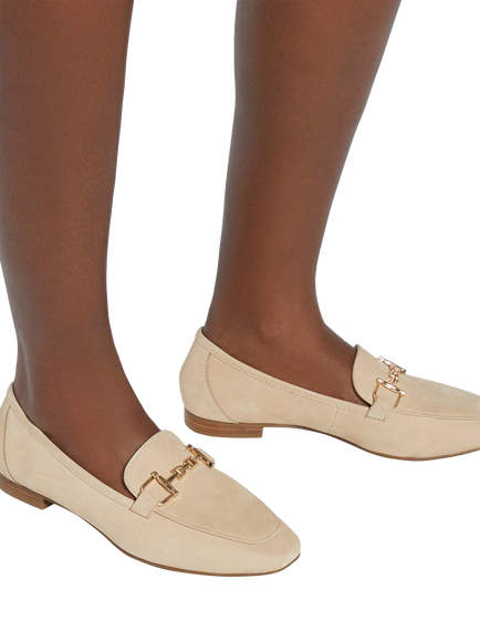 Dune London Grained Nubuck Loafers, Ecru - view 2, Ecru