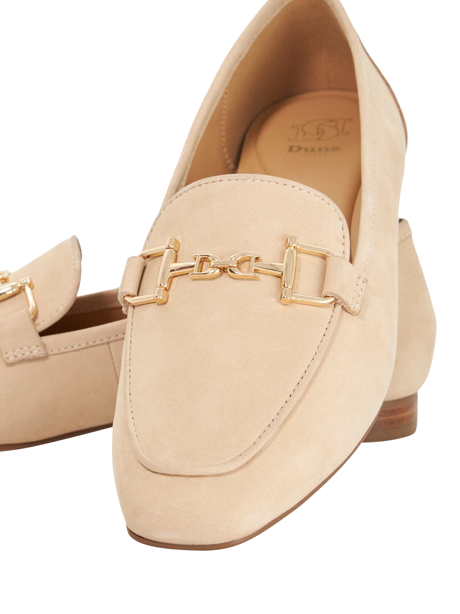 Product image 6 of 6, which shows Dune London Grained Nubuck Loafers, Ecru, 3