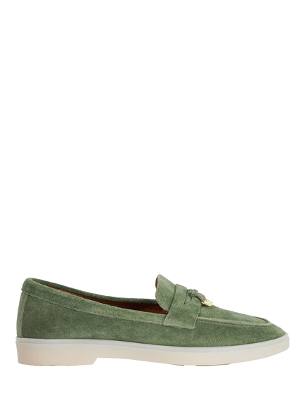 Dune London Grinning Suede Loafers, Green