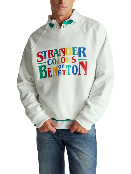 Benetton X Stranger Things Graphic Sweatshirt, White, White