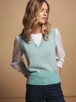 NRBY Vee V-Neck Pure Cashmere Tank Top - view 2, Aqua