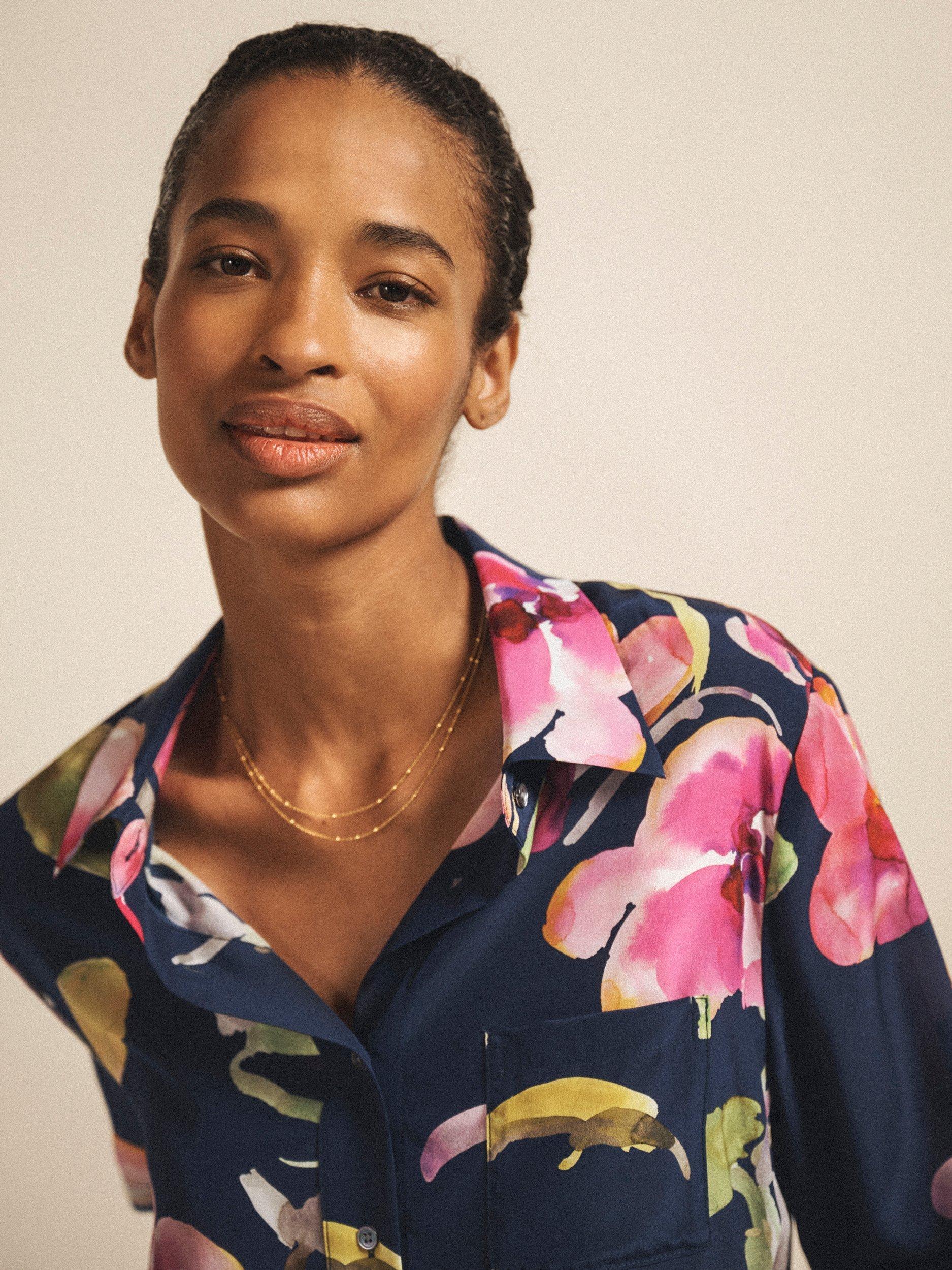 Product image 5 of 7, which shows NRBY Chiara Floral Pure Silk Shirt, Multi, XS