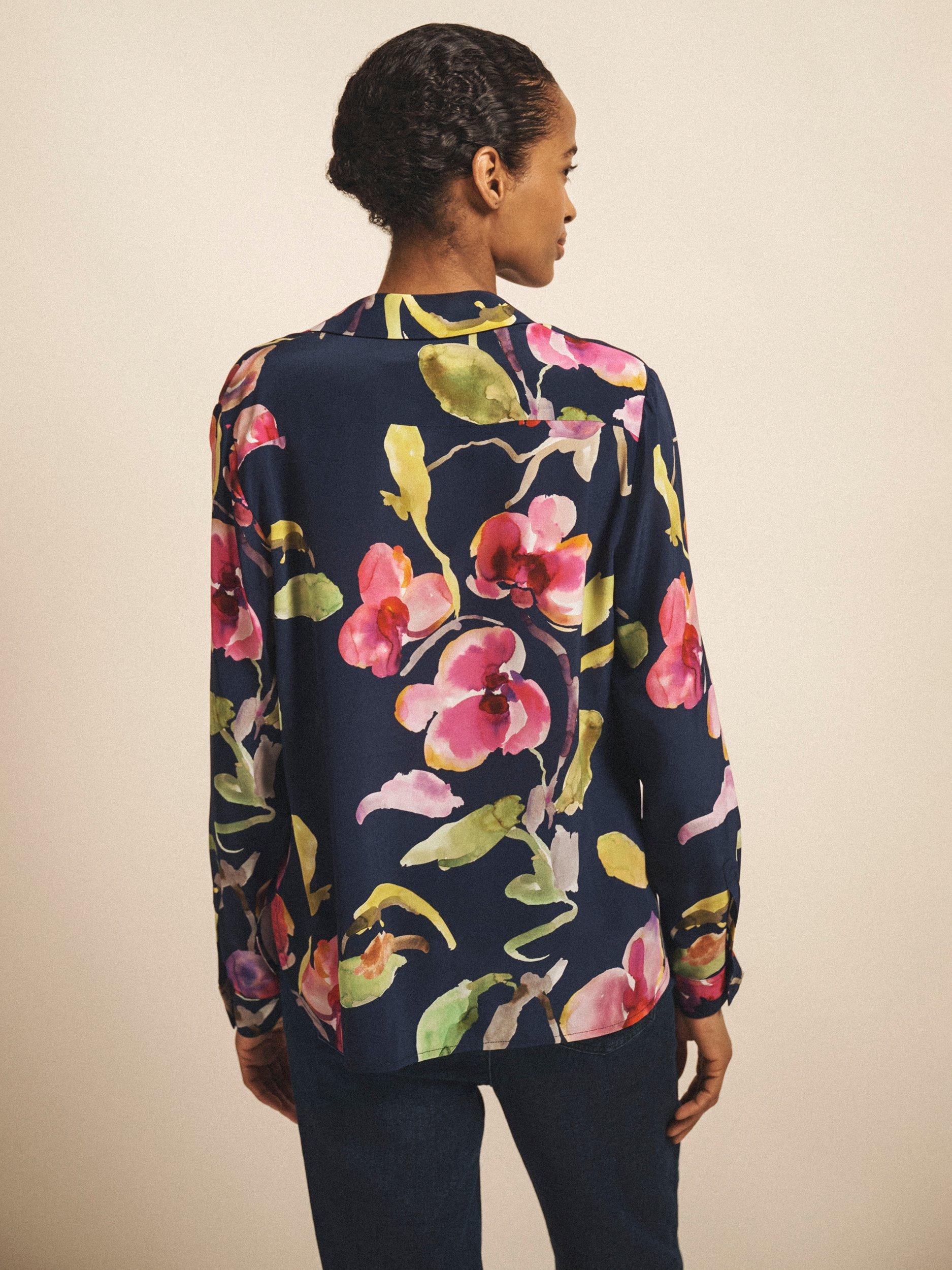 Product image 6 of 7, which shows NRBY Chiara Floral Pure Silk Shirt, Multi, XS