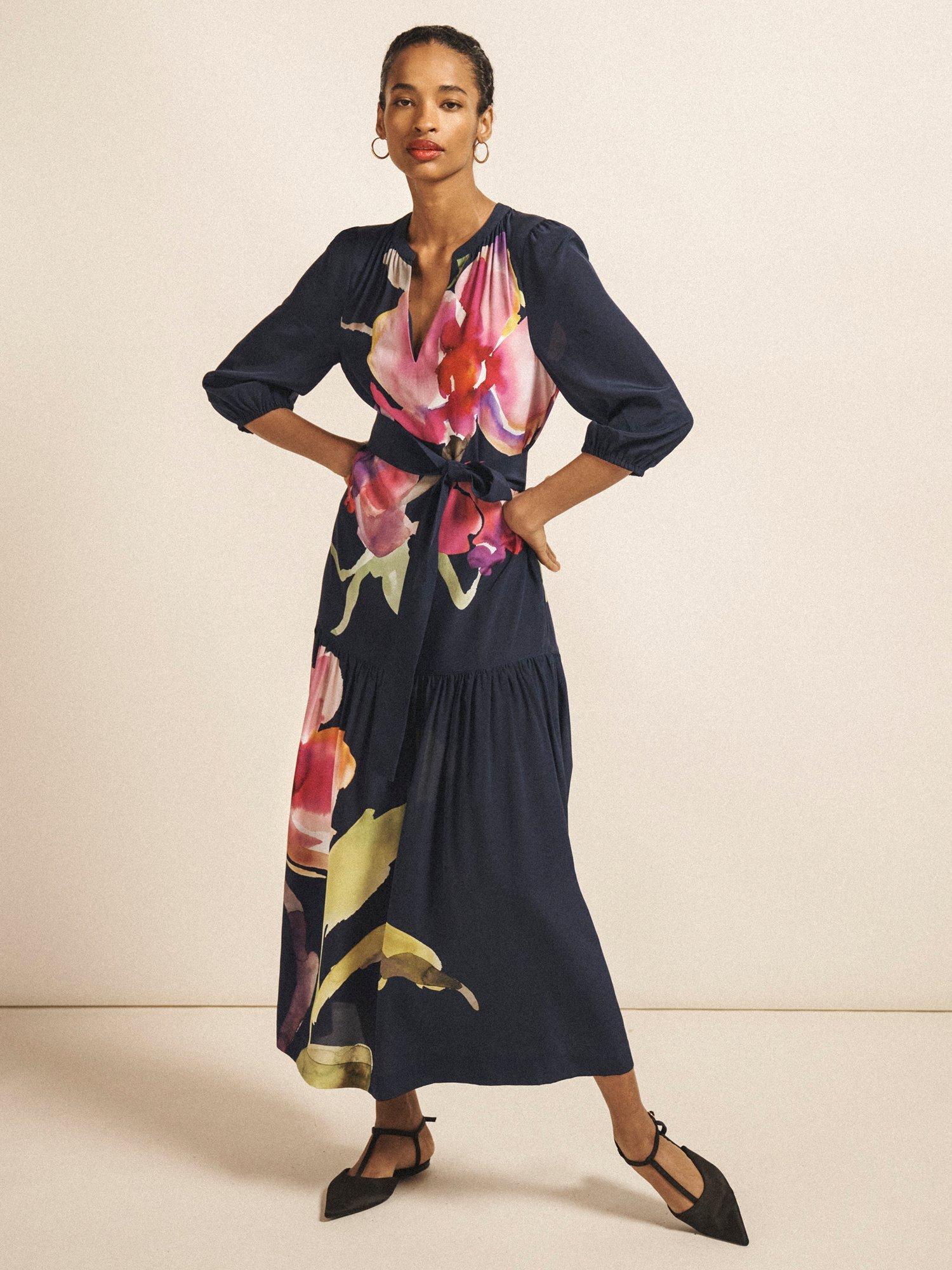 Product image 7 of 10, which shows NRBY Ashlyn Floral Pure Silk Dress, Multi, XS