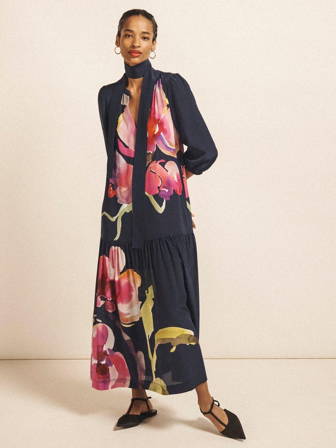 Product image 8 of 10, which shows NRBY Ashlyn Floral Pure Silk Dress, Multi, XS