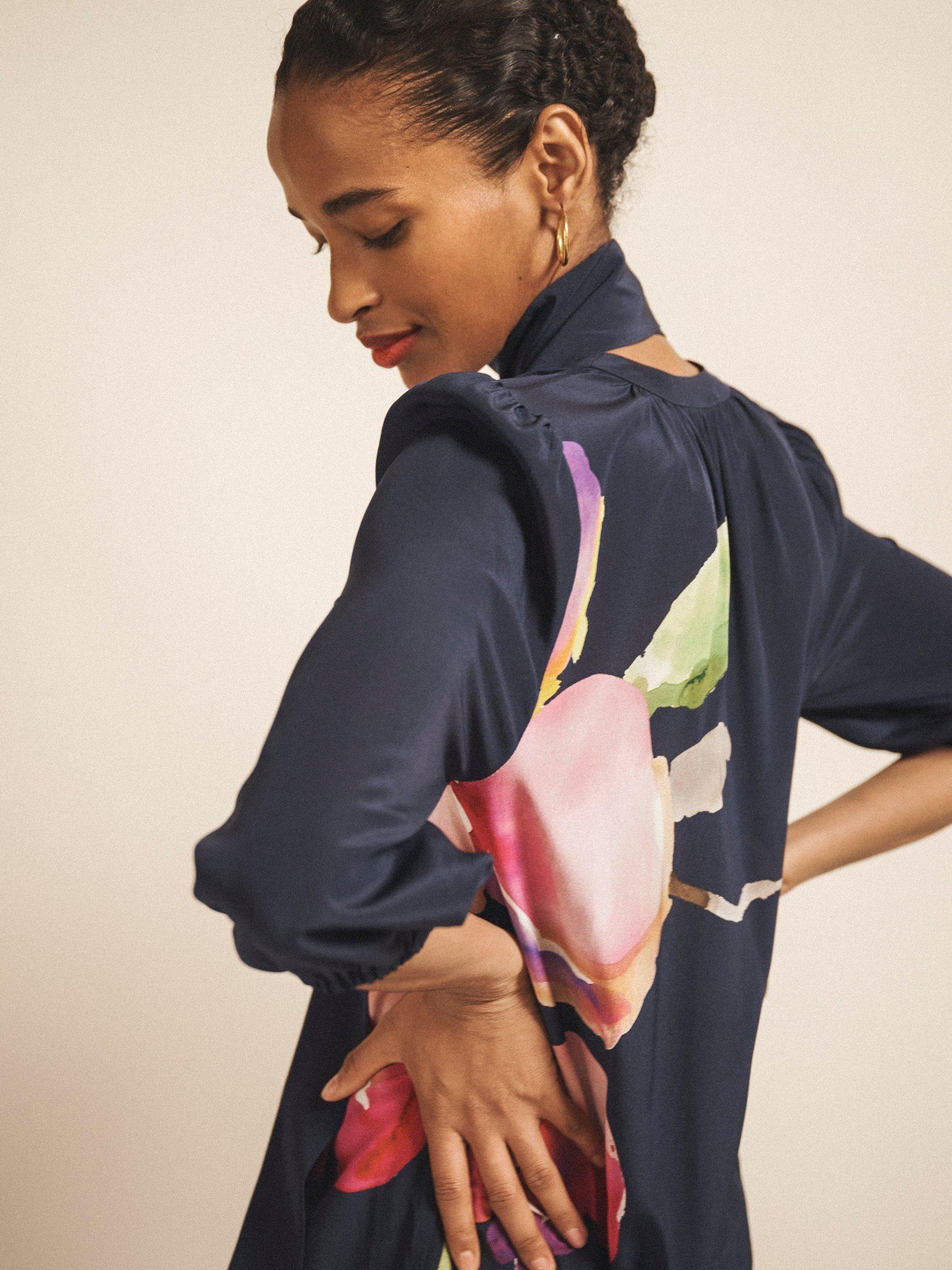 Product image 10 of 10, which shows NRBY Ashlyn Floral Pure Silk Dress, Multi, XS