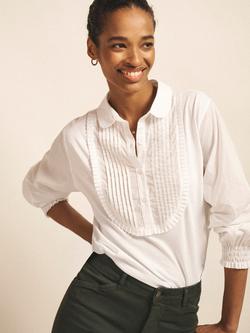 NRBY Jenna Pleated Bib Shirt, White, White