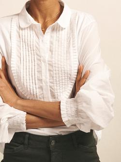 NRBY Jenna Pleated Bib Shirt, White - view 2, White