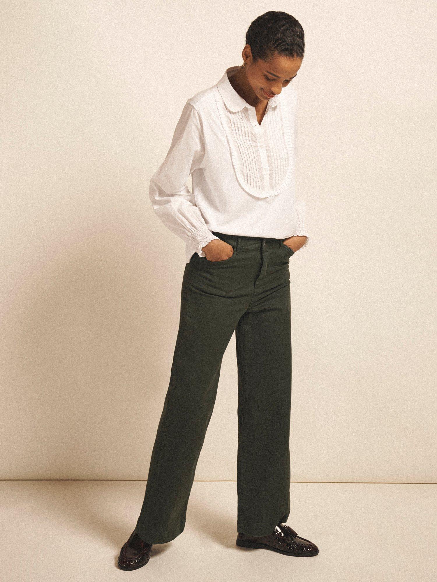 Product image 3 of 8, which shows NRBY Jenna Pleated Bib Shirt, White, XS