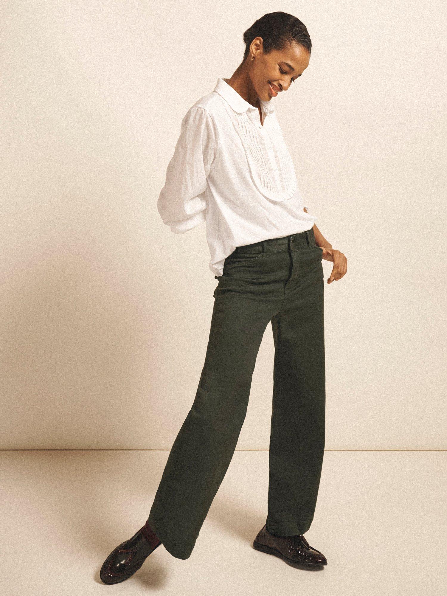 Product image 5 of 8, which shows NRBY Jenna Pleated Bib Shirt, White, XS