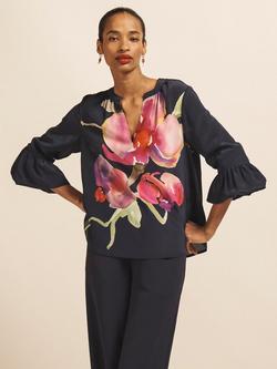 NRBY Oleta Floral Pure Silk Top, Multi, Multi