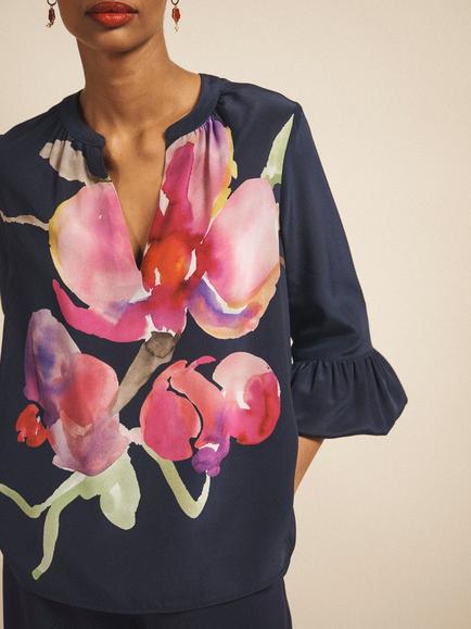 NRBY Oleta Floral Pure Silk Top, Multi - view 2, Multi