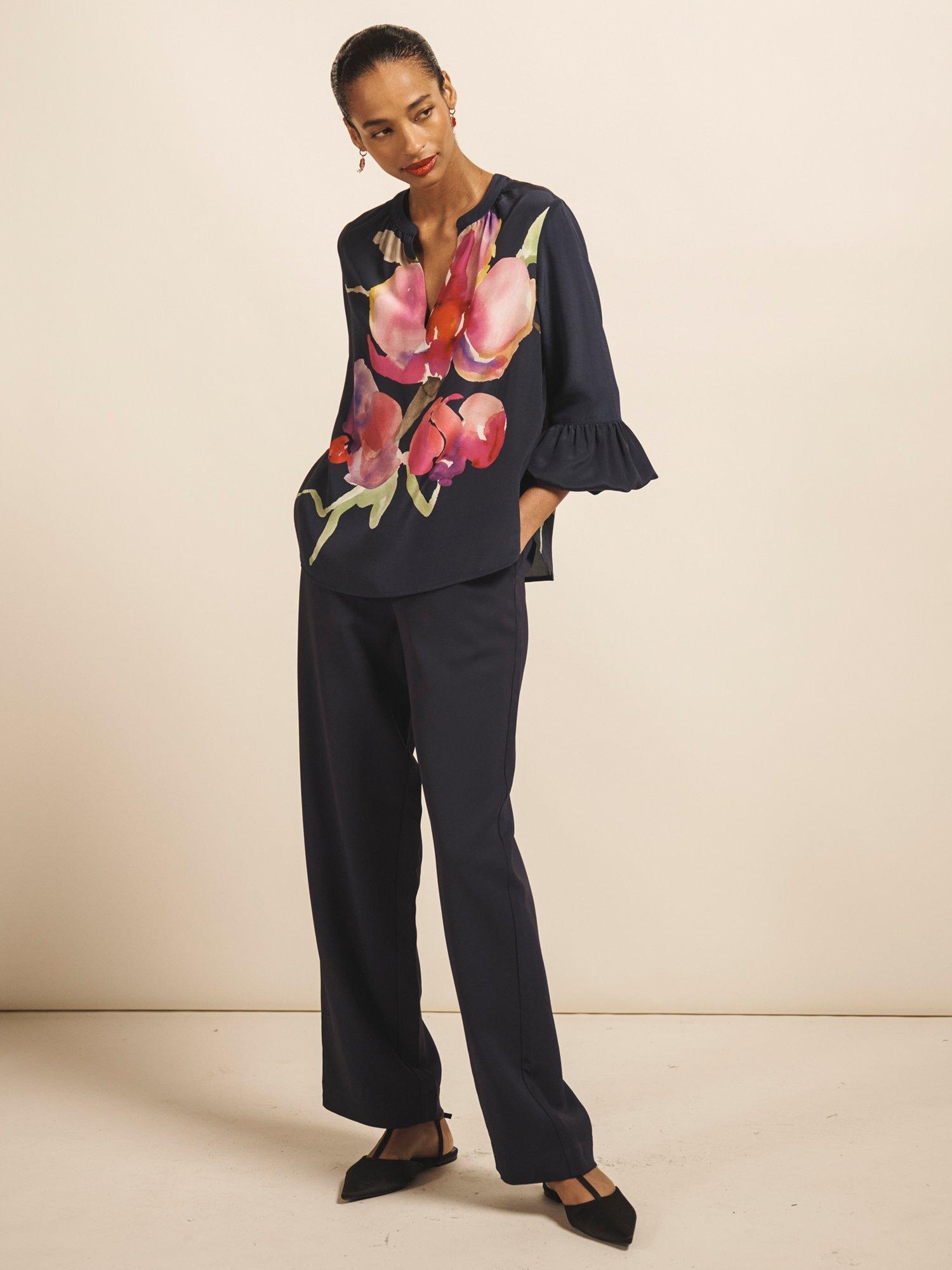 Product image 3 of 7, which shows NRBY Oleta Floral Pure Silk Top, Multi, XS