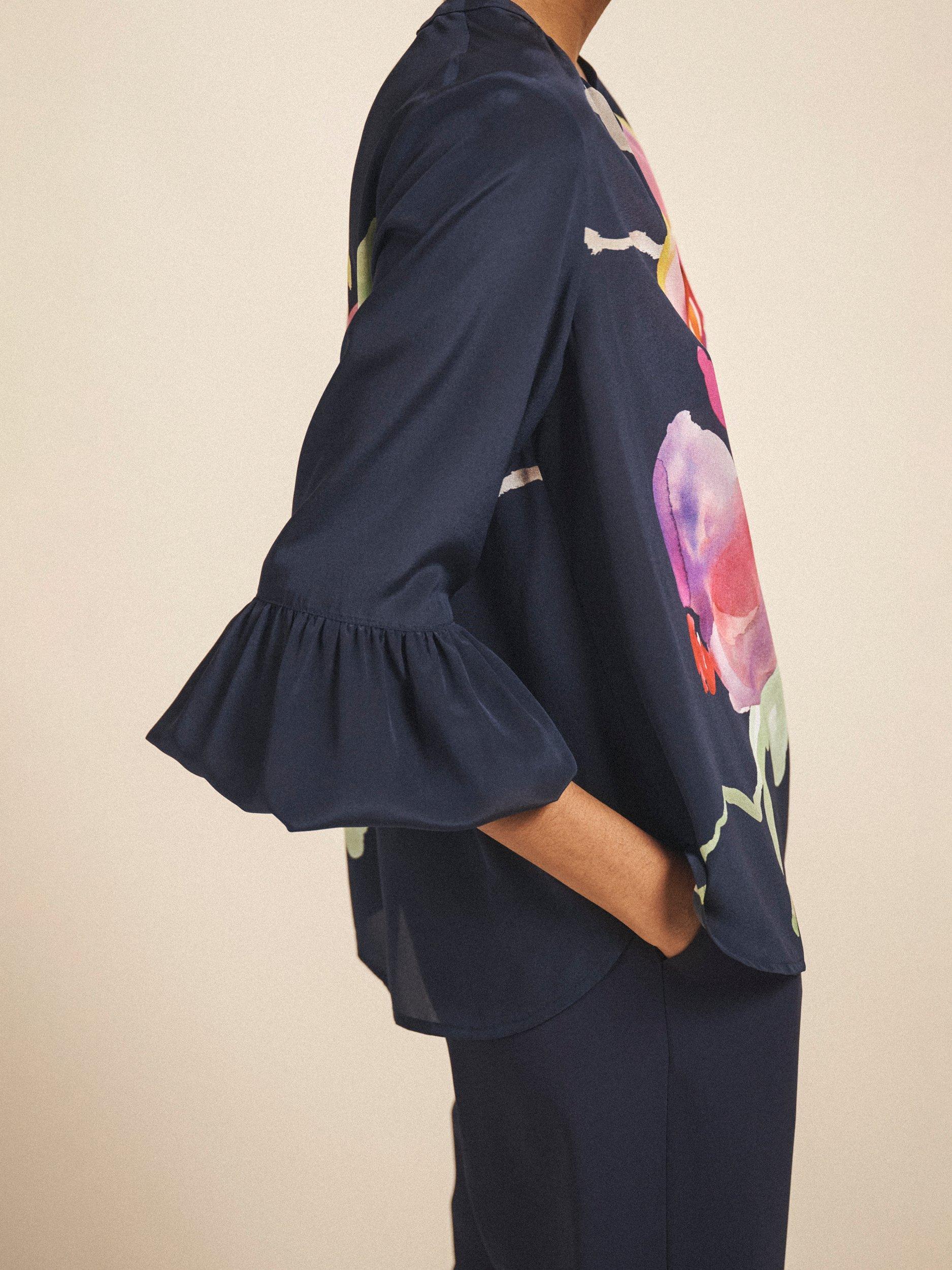 Product image 5 of 7, which shows NRBY Oleta Floral Pure Silk Top, Multi, XS