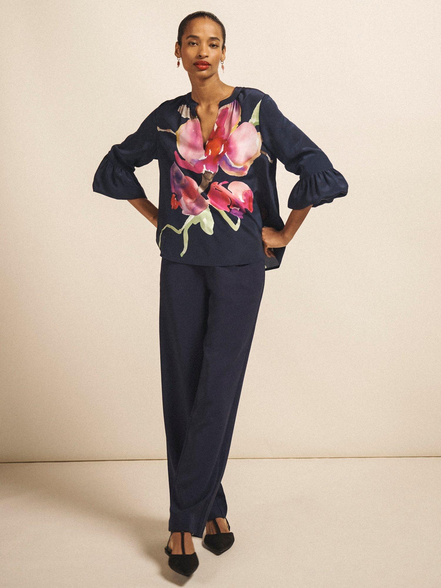 Product image 6 of 7, which shows NRBY Oleta Floral Pure Silk Top, Multi, XS