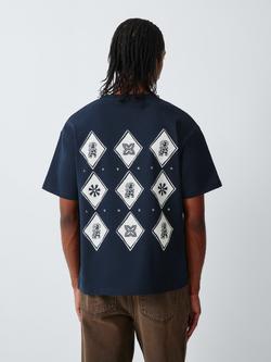 John Lewis x LABRUM Heavyweight Cotton Boxy Fit Nomoli Logo T-Shirt - view 2, Navy