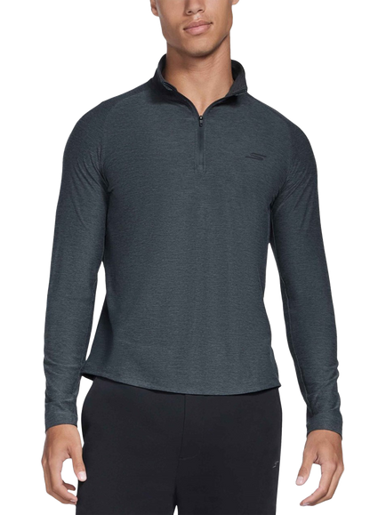 Skechers GO DRI All Day Quarter Zip Jumper, Black/Charcoal, Black/Charcoal