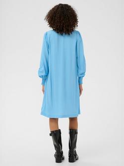 KAFFE Loni V-Neck Dress containing LENZING™ ECOVERO™ Viscose, Azure Blue - view 2, Azure Blue