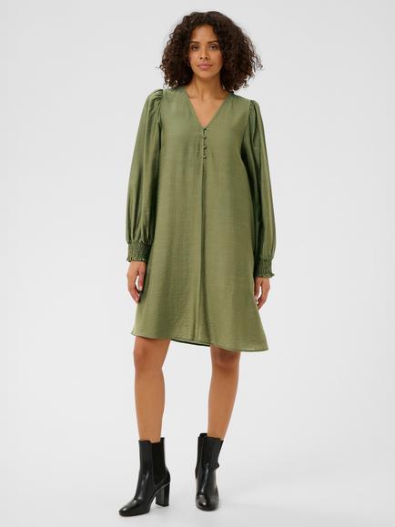 KAFFE Lufia V-Neck Dress, Green, Green