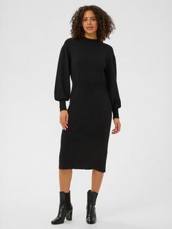 KAFFE Marina High Neck Jumper Midi Dress, Black, Black